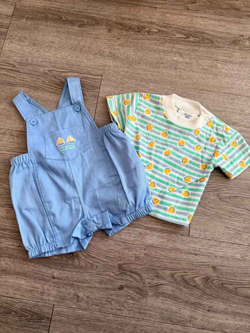 Vintage Baby Boots boy's bubble romper set sailboat embroidery 6 month - Picture 6 of 6